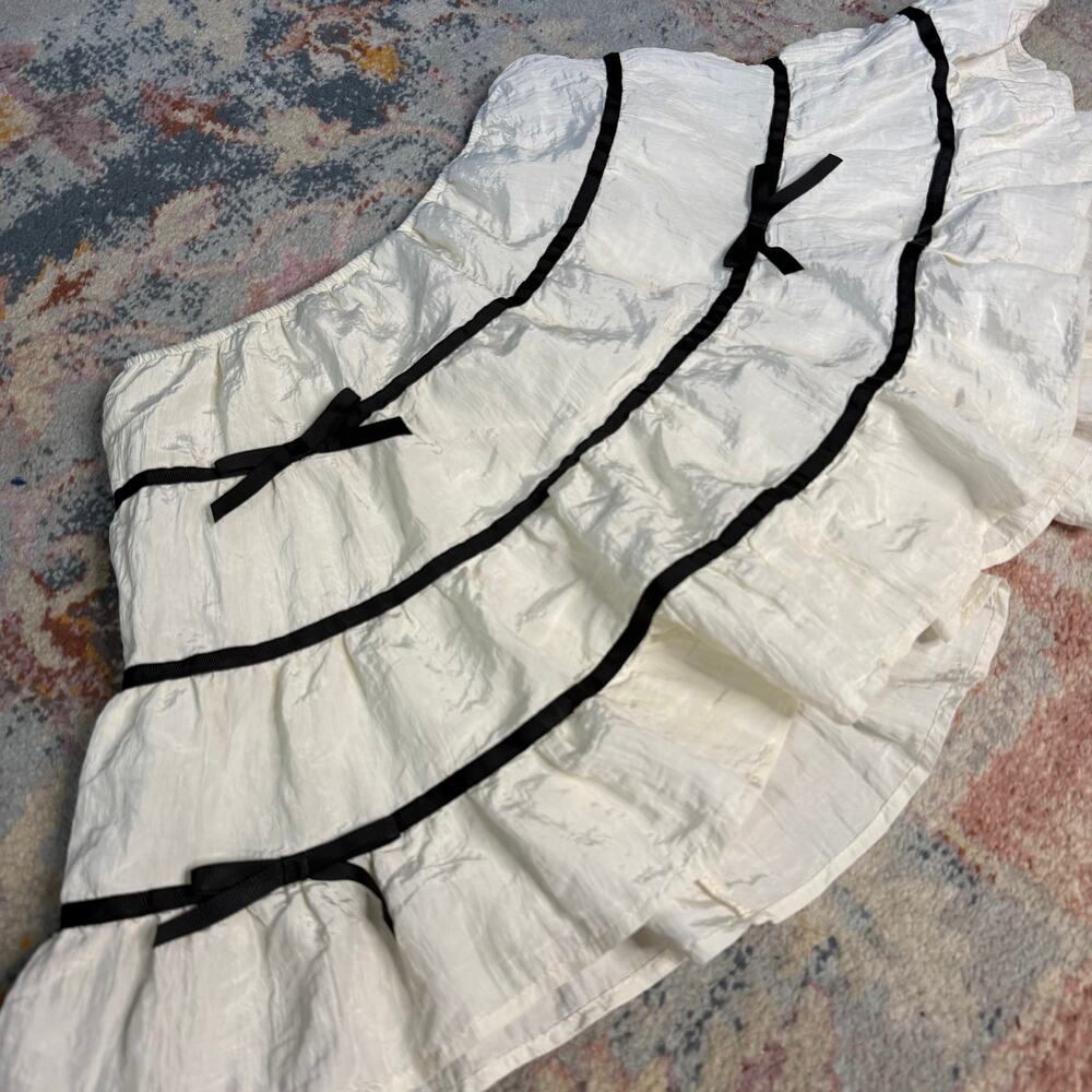 Vintage Y2K coquette black and white tiered mini skirt - Picture 6 of 8